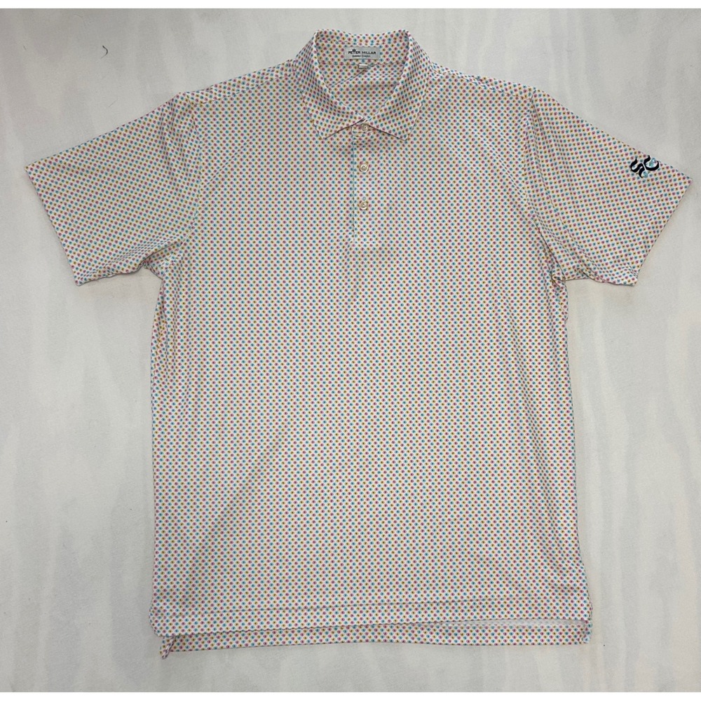 Peter Millar Summer Comfort Polo Shirt Golf SC Logo Print Mens Large